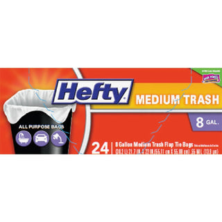 Hefty 8 Gal. Medium Trash Flap Tie Bags 24 Ct Box