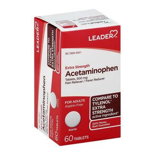 Leader Extra Strength Acetaminophen 500mg, 60 Tablets – Pain Reliever & Fever Reducer