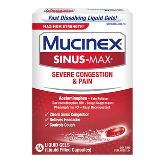 Mucinex® Maximum Strength Severe Congestion &amp; Pain – 16 Liquid Gels
