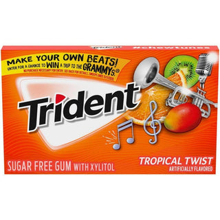 Trident Tropical Twist Sugar Free Gum, 14 Pieces