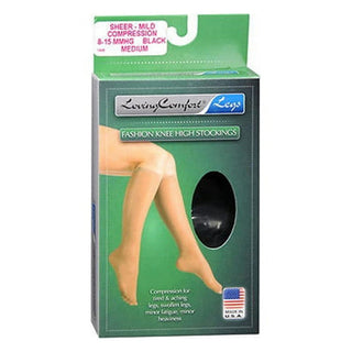 Scott Specialties Fashion Knee High Stockings Sheer Mild Compression Black, Medium 1 Pair