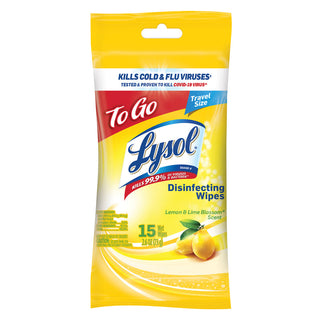 Lysol Disinfecting Wipes To-Go Pack, Lemon & Lime Blossom – 15 Count