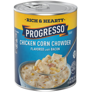 Progresso Rich & Hearty Chicken Corn Chowder Canned Soup Flavored With Bacon Gluten Free 18.5 Oz