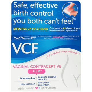 VCF Vaginal Contraceptive Film, Spermicide – 9 Individually Wrapped Films