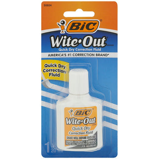 BIC Wite-Out Brand Quick Dry Correction Fluid - 6 Count - White