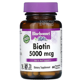 Bluebonnet Nutrition Biotin, 5000 Mcg - 60 Vegetable Capsules