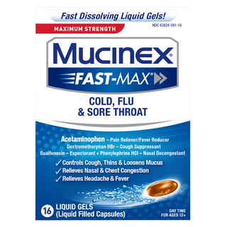 Mucinex Cold, Flu & Sore Throat, Maximum Strength, Day Time, Liquid Gels
