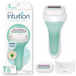 Schick Intuition Sensitive Care Natural Aloe Women's Razor, 1 Razor Handle Plus 2 Refill Blades