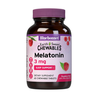 Bluebonnet Melatonin, 3 Mg, Natural Raspberry Flavor, Chewable Tablets