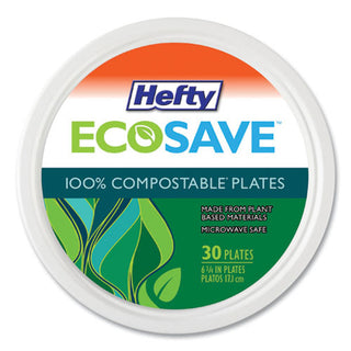 Hefty Super Strong Paper Dinnerware, 6 3/4" Plate, Bagasse, 30/Pack, 12 Packs/Carton