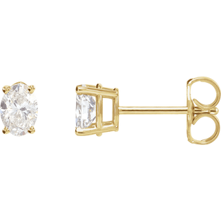 Aveline 14K Gold Oval Natural Diamond Stud Earrings
