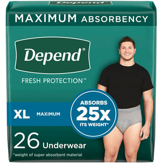 Depend Fresh Protection Incontinence Underwear for Men, XL, 26 Count – Maximum Absorbency