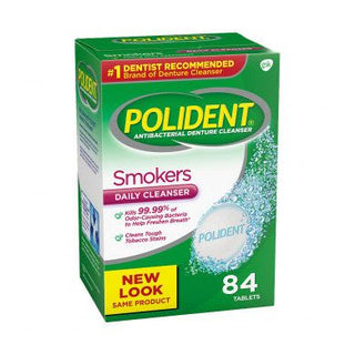 Polident Antibacterial Denture Cleanser, Smokers, Tablets