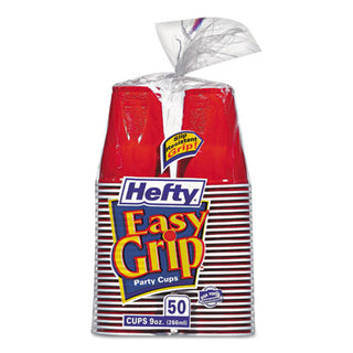 Hefty Easy Grip Disposable Plastic Party Cups 9 Oz Red 50/Pack C20950