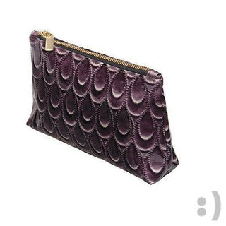 Harry D Koenig Cosmetic Travel Bag, Quilted Scallop Design, Purple, 
Rectangular.