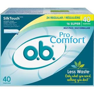 O.b. ProComfort Digital Tampons Multi-Pack, 24 Regular And 16 Super Absorbency, 40ct