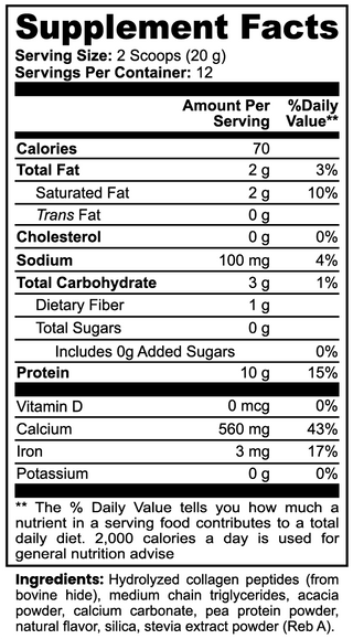 Grass-Fed Collagen Peptide MCT Protein Coffee Creamer (Vanilla)