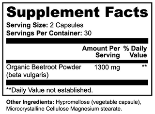 Organic Beetroot Capsuled Powder, 60 ct.