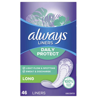 Always Daily Protect Pantyliners, Long Absorbency, 46 Count