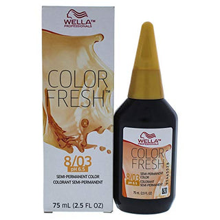 Wella Color Fresh Semi-Permanent Color 8 03 Light Blonde-Natural Gold For Unisex Hair, 2.5 Ounce