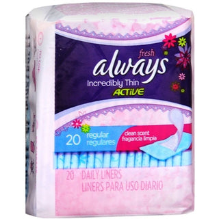 Always Fresh Dailies Thin Active Regular Liners Clean Scent
