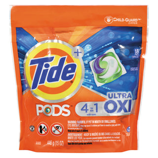 Tide Pods Liquid Laundry Detergent Pacs, 4 In 1 Ultra Oxi, 15 Count