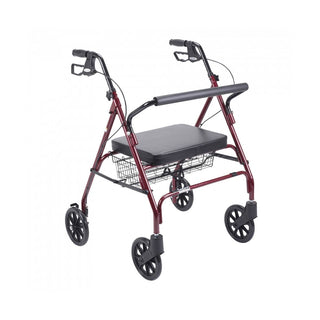 Drive Medical Heavy Duty Bariatric Red Rollator Walker With Large Padded Seat