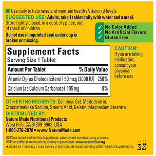 Nature Made Vitamin D 2000 Iu Tablets 9010 Ct Bonus Pack