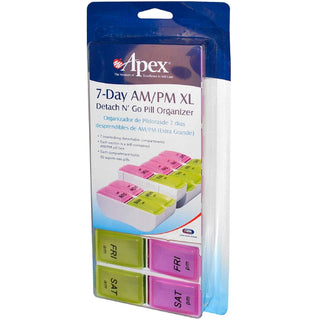 Apex 7-Day AM/PM Detachable Pill Organizer, Extra Large - Weekly Medicine Planner