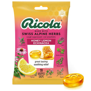 Ricola Cough Suppressant Throat Drops, Honey Lemon With Echinacea
