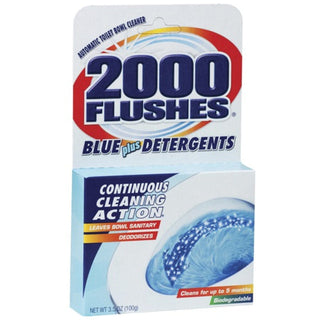 2000 Flushes Toilet Bowl Cleaner, Automatic, Blue Plus Detergents 3.5 Oz
