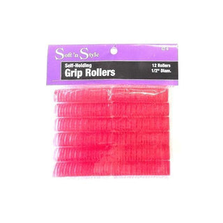 Burmax SUAVE 'N ESTILO De Salón De Belleza E-Z Agarre Del Pelo Del Rodillo De 0.5" Rojo Pack De 12 HC-EZ9