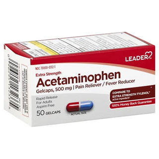 Leader Acetaminophen, Extra Strength, 500 Mg, Gelcaps