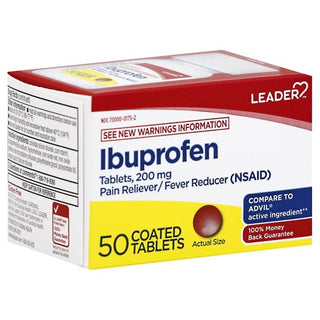 Leader (Tm) Pain Reliever And Fever Reducer 200 Mg  Coated Tablets 50 Ct (Compare To Advil)