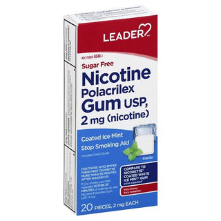 Leader Nicotine Gum  2 Mg  Sugar Free  Mint 20Ct