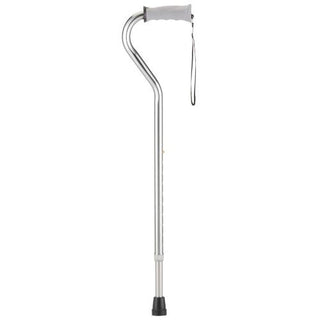 Nova Offset Cane With Rubber Handle, Silver