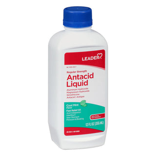 Leader, Antacid Liquid, Regular Strength, Cool Mint Flavor, 12 Oz