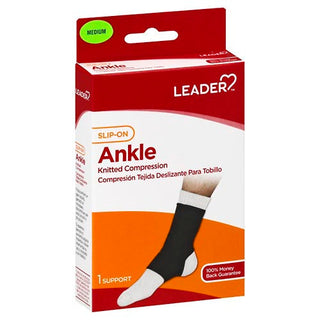 Leader Ankle Support, Slip-On, Black, Medium