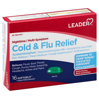 Leader Nighttime Cold & Flu Relief 16 Softgels