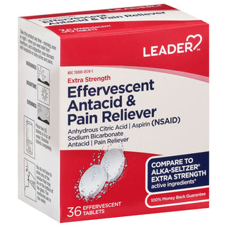Leader, Effervescent Antacid & Pain Reliver, Extra Strength, Tablets