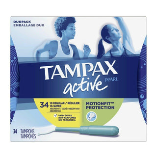 Tampax Pearl Active Tampons, Duo Pack, Unscented