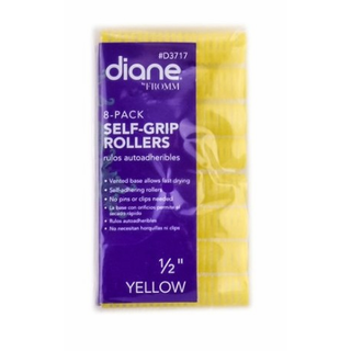 Diane Beauty Accessories 8-Pack Self Grip Rollers 1/2" Yellow #D3717