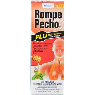 Rompe Pecho® FLU S.F. (Sugar-Free) – Multi-Symptom Cold & Flu Relief (6 fl oz)
