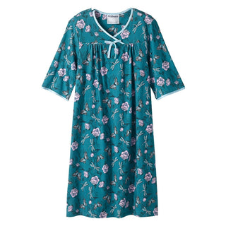 Silvert s Open Back Night Gown For Ladies - Assisted Dressing Hospital Gown - Dragonfly Floral MED