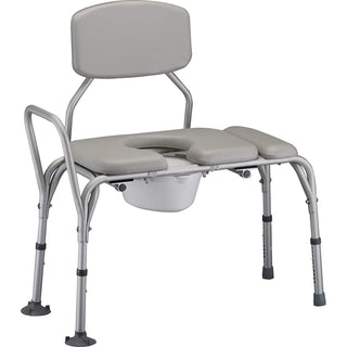 NOVA Medical Padded Tub Transfer Bench For Bath Or Shower With Commode Opening Seat & Backrest Removable & Reversible Comes With Commode Bucket & Lid