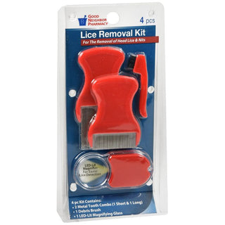 Good Neighbor Pharmacy Lice Removal Kit With LED-Lit Magnifying Glass 4 Pcs