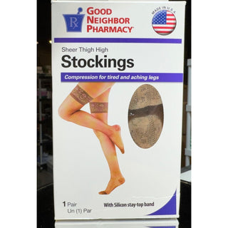 GNP Sheer Thigh High Stockings, 15-20mmHg (Size: XL) Beige