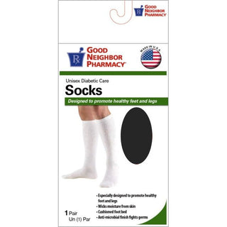 Good Neighbor Pharmacy Diabetic Over Calf Sock 8-15mmHg Black XL