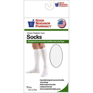 Good Neighbor Pharmacy Diabetic Over Calf Sock 8-15mmHg White M
