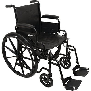 Roscoe Medical ProBasics Standard Wheelchair - Flip Back Desk Arms - 250 Pound Weight Capacity - Black - Swing-Away Footrest - 16" X 16" Seat